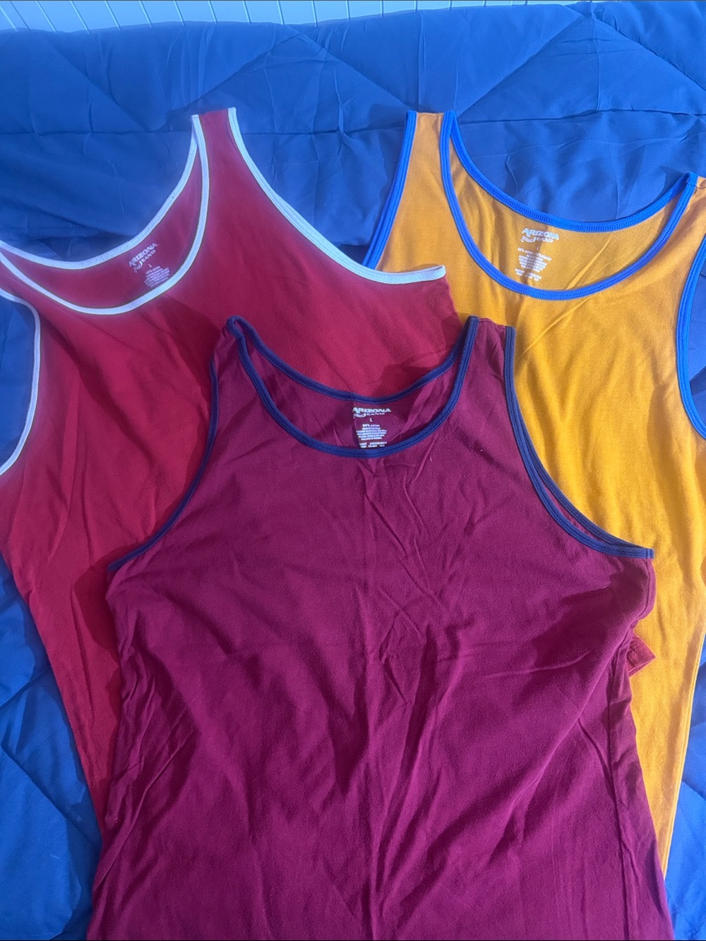 3 pack Arizona Jean Company Tank Top Trio - Red, Magenta, Gold